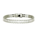 Bracciale tennis alla moda con zirconi rettangolari su una base in metallo argentato lucido - Argento