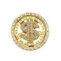 Dettaglio dell'accessorio per telefono dorato a forma di dollaro con strass di lusso - Oro (Tipo Adesivo) (5.1cm)