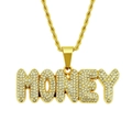 Collier avec pendentif MONEY en or et zircons style hip hop avec chaîne torsadée - Or (Chaîne Corde 0.3*75cm)