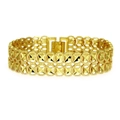 Men's bold hollow gold chain bracelet with vintage coin-style embossed star details - Gold