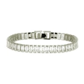 Heren tennisarmband zilver met rechthoekige zirkonia stenen in streetstyle look - Zilver