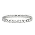 Elegantes silberfarbenes Tennisarmband mit runden Zirkonia-Steinen in quadratischer Fassung - Silber