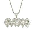 Colgante de letras GANG estilo hip hop con diamantes de imitación y cadena de cuerda - Plateado (Letra) - 0.3*75cm Cadena de Cuerda