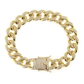Bracelet gourmette hip hop doré de luxe serti de pierres de zircone scintillantes - Or