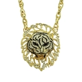 Collana con ciondolo testa di leone dorata traforata con strass e catena a maglie - Oro