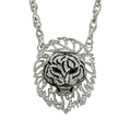 Colgante cabeza de león hip hop plateado con cristales brillantes y detalles en esmalte - Plateado