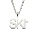 Collana hip hop in titanio argento con ciondolo a lettera Skr su catena a maglia - Argento (Catena Cubana 0.3x60cm)
