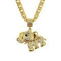 Hip hop heren ketting met gouden olifant hanger ingelegd met kristallen en gedraaide ketting - Strass Olifant / 5.6x4.6cm Hanger-80cm Cubaanse Schakelketting / Goud