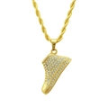 Collar hip hop con colgante de zapatilla dorada con cristales brillantes y cadena de cuerda - Dorado (Cadena de Cuerda 0.3*75cm)