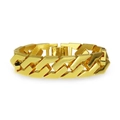 Dettaglio del bracciale a catena cubana dorata con finitura opaca e lati in metallo lucido - Oro