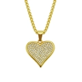 Detalle del collar con colgante de corazón dorado y cristales micro-pave en cadena - Dorado - Cadena de Caja de 0.3*75cm