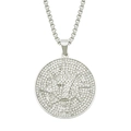 Macro shot of silver hip hop pendant with iced-out crystals and number 7 design - 0.3*75cm Box Chain / Silver