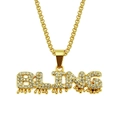 Collana hip-hop dorata con pendente BLING stile drip e cristalli scintillanti - Oro (Catena Box 0.3x75cm)