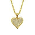 Collana con ciondolo a cuore dorato con cristalli pavé e catena a maglie rotonde - Oro - Catena Box 0,3*75cm