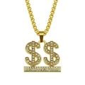 Hip hop style gold double dollar sign pendant necklace with iced out rhinestones for couples - 0.3x75cm Box Chain / Gold