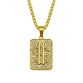 Detail der Hip-Hop Goldkette mit Dollar-Anhänger und funkelnden Kristallen im Rechteck - Gold (0.3*75cm Veneziakette)