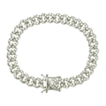 Macro del bracciale Cuban argentato 8mm con zirconi micro-pave e chiusura a scatto doppia sicurezza - Argento