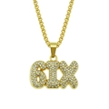 Collana con pendente 6IX placcata in oro con strass scintillanti stile hip-hop per uomo e donna - Catena veneziana (0.3*75cm) / Oro