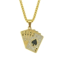 Colgante hip hop poker royal flush dorado con cadena de eslabones gruesa para hombre - Cadena de caja 0.3*75cm / Dorado
