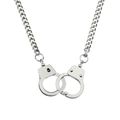 Creative silver handcuff pendant necklace with polished cuban chain for street style - Silver