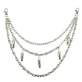 Three-layer silver punk wallet chain with bullet pendants and lobster clasps for pants - Silver (Triple Layer)