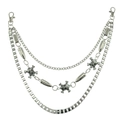 Multi-layer hip-hop trousers chain with skull charms and bullet pendants in punk style - Multi-layer Skull Bullet Style / Silver