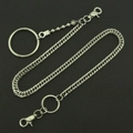 Men's hip-hop metal pant chain with chunky links, large iron rings and lobster clasps - Single Layer / Silver