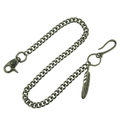 Catena per pantaloni cubana vintage con fibbia a teschio e ciondolo a piuma d'argento - Strato Singolo / Grigio