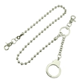Silberne Perlen-Hosenkette im Hip-Hop-Stil mit Handschellen-Anhänger und Karabiner - Silber (Einschichtig)