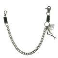 Catena per portafoglio punk color canna di fucile con teschio e maglie pesanti su bianco - Grigio Retrò