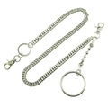 Silver punk pants chain with large metal rings and Cuban links for streetwear style - Silver (Single Layer)