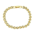 Elegant gold-tone heart link bracelet for women with pavé set sparkling crystal rhinestones - Gold