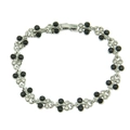 Dettaglio del bracciale a quadrifoglio argento con pietre nere e cristalli brillanti - Argento (Strass Neri)