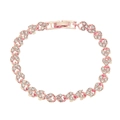 Detail of rose gold heart-shaped links with pave crystals and metal folding clasp - Rose Gold