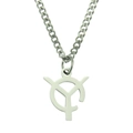 Hip hop silver titanium steel necklace with circular hollow Y letter pendant charm - Silver (Letter Y Hollow Round)