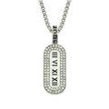 Minimalist stainless steel rectangular pendant necklace with Roman numerals and cubic zirconia - Box Chain / Silver (Roman Numerals)