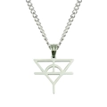 Collana con ciondolo a simbolo geometrico in acciaio inossidabile con catena cubana - Stile Simbolo Geometrico (YJ10-5863) / Argento