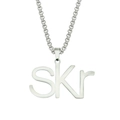 Collar con colgante de letra SKr en plata pulida y cadena de eslabones para hombre y mujer - Letra SKr (Plateado) / Cadena de caja de 0.3*70cm