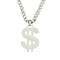 Polished stainless steel dollar sign pendant necklace with thick silver curb chain for men - Curb Chain / Silver (Dollar Sign)