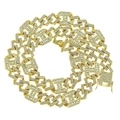 Massive goldene Hip-Hop-H-Gliederkette mit funkelndem Strasssteinbesatz für Herren - 16inch / Gold