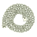 Macro detail of silver iced out coffee bean link chain with sparkling pavé crystals - Silver-18inch