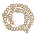Roségoldene Cuban-Halskette mit eisgekühlten geometrischen diamantbesetzten Gliedern - 16inch / Roségold