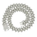 Collana Cuban Link argento hip hop da 20mm con design a spine e fibbia con diamanti - Argento-16 pollici