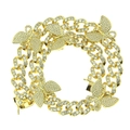 Détail du collier chaîne cubaine dorée avec pendentifs papillons et zircons micro-pavage - Or (5 Papillons) - 16 Pouces