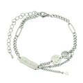 Bracciale multistrato in titanio argento con ciondoli sorriso e piastrina incisa I BELIEVE - Argento