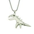 Detalle del colgante de dinosaurio plateado con estrella y cadena de bolas de metal - Cadena de caja de 0.3*70cm / Plata Mate