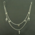 Catena per pantaloni a doppio strato in metallo argento con farfalle e croci - Argento (A Strati)