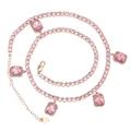 Collar tennis de circonitas rosas con acabado en oro rosa y colgantes rectangulares en blanco - Oro Rosa (Zirconia Rosa)