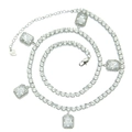 Detalle de un collar tennis de plata con circonitas rectangulares de talla esmeralda - Plata (Circonita Blanca)