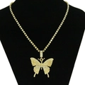 Collier avec pendentif papillon et chaîne tennis dorée sertie de strass pour femmes - Or (Strass Blanc)